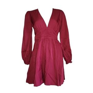 Umenlele Dress Womens S Small Purple‎ V Neck Side Zip Long Sleeve Boho Coquette